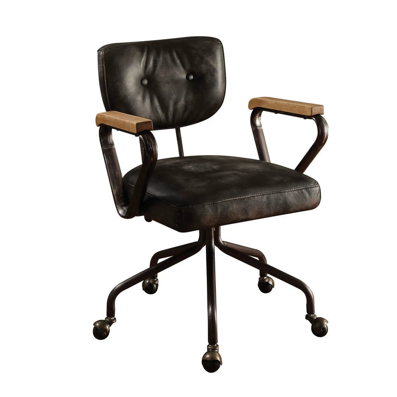 Hallie - Top Grain Leather Office Chair - Vintage Black by Unique Piece Furniture