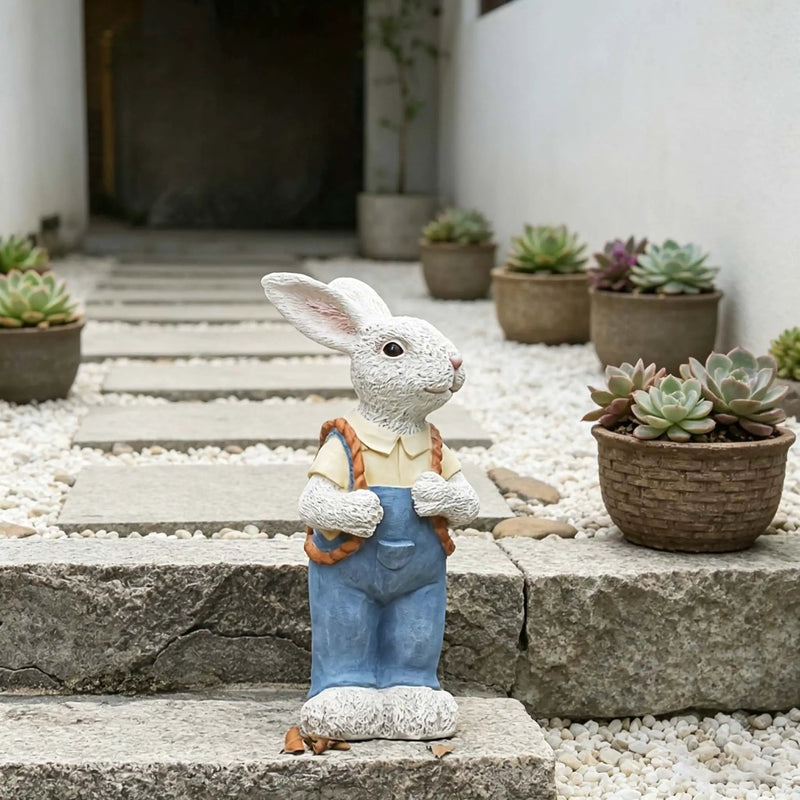 Simulated Couple Rabbit Statue Flower Pot Ornament by HouseOfZazla