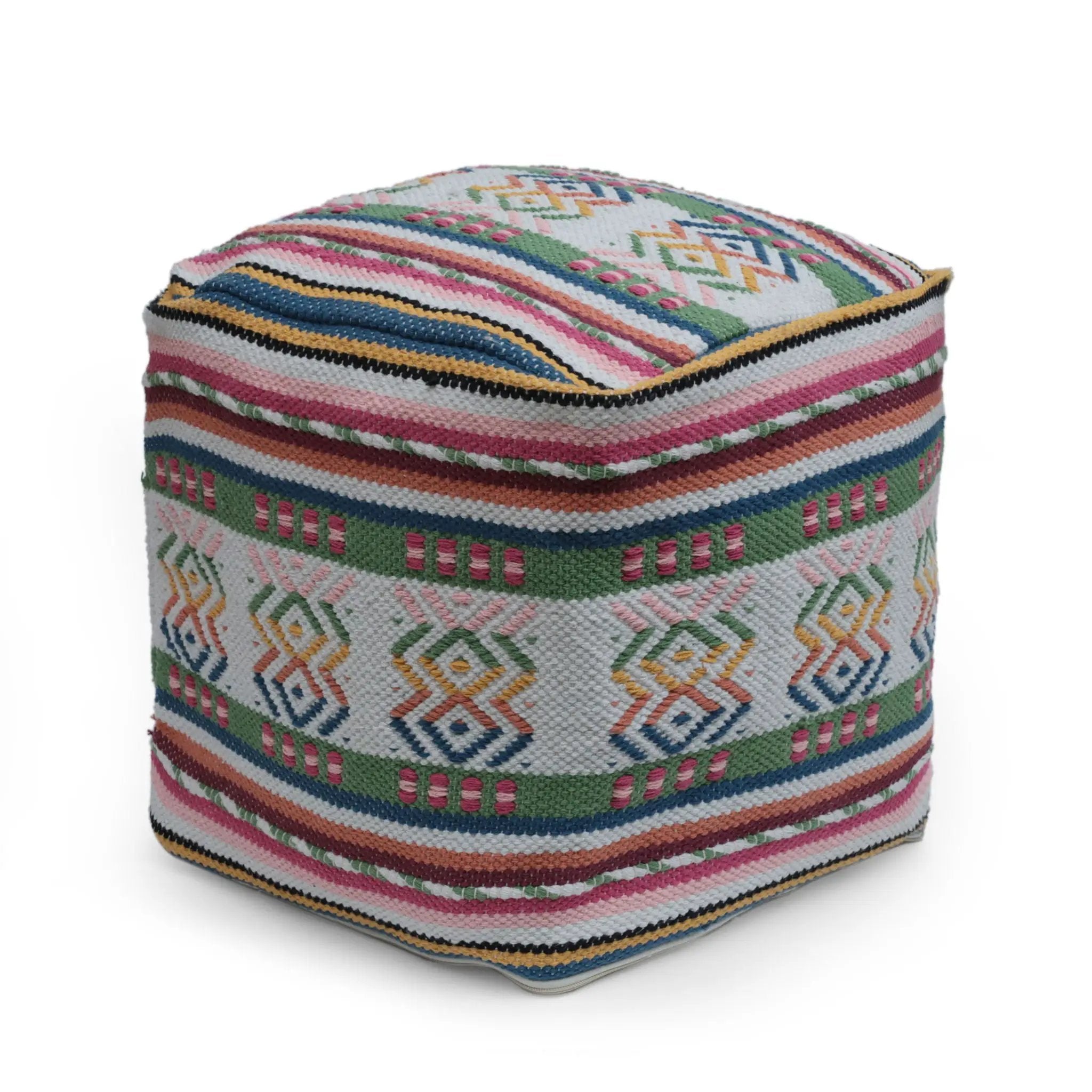 Inca - Handcrafted Peruvian Print Square Pouf Ottoman - Multicolor by Unique Piece Furniture