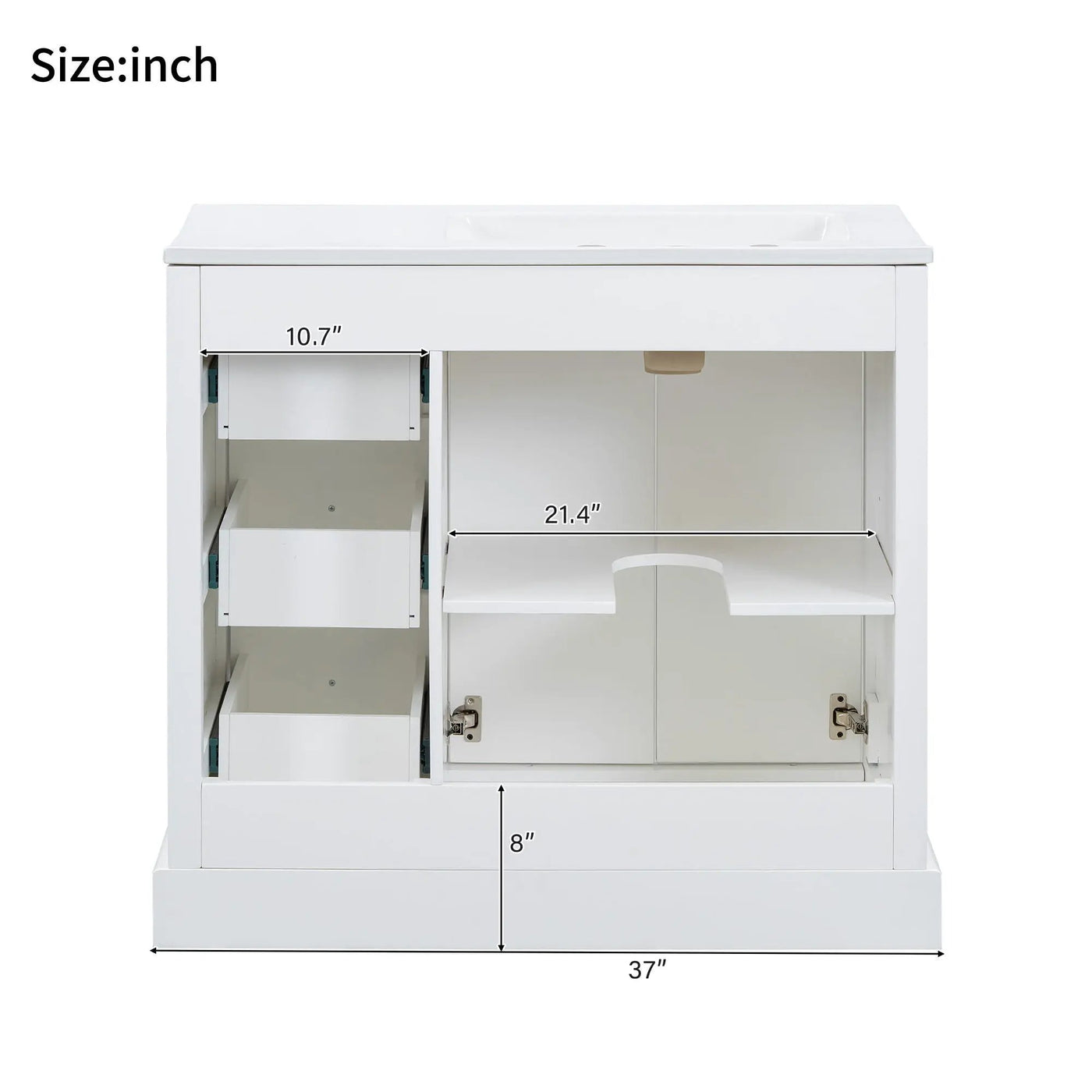 Bathroom Vanity With Sink, Soft-Close Doors, Adjustable U-Shelf, 3 Drawers by HouseOfZazla