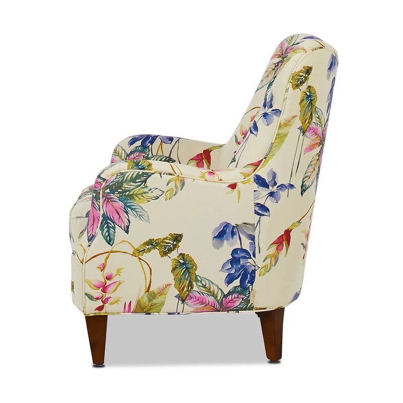 Paradise - Upholstered Arm Chair Floral Printed On Cotton - Off-White by Unique Piece Furniture