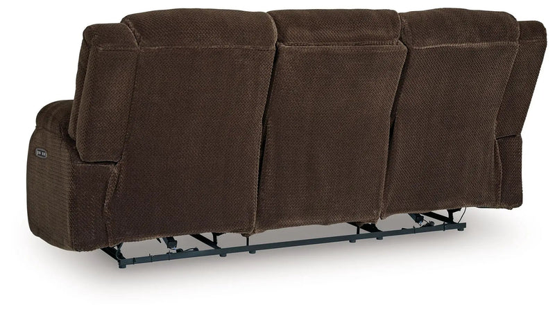 Free Wake - Reclining Power Sofa With Drop Down Table - Chocolate by Unique Piece Furniture