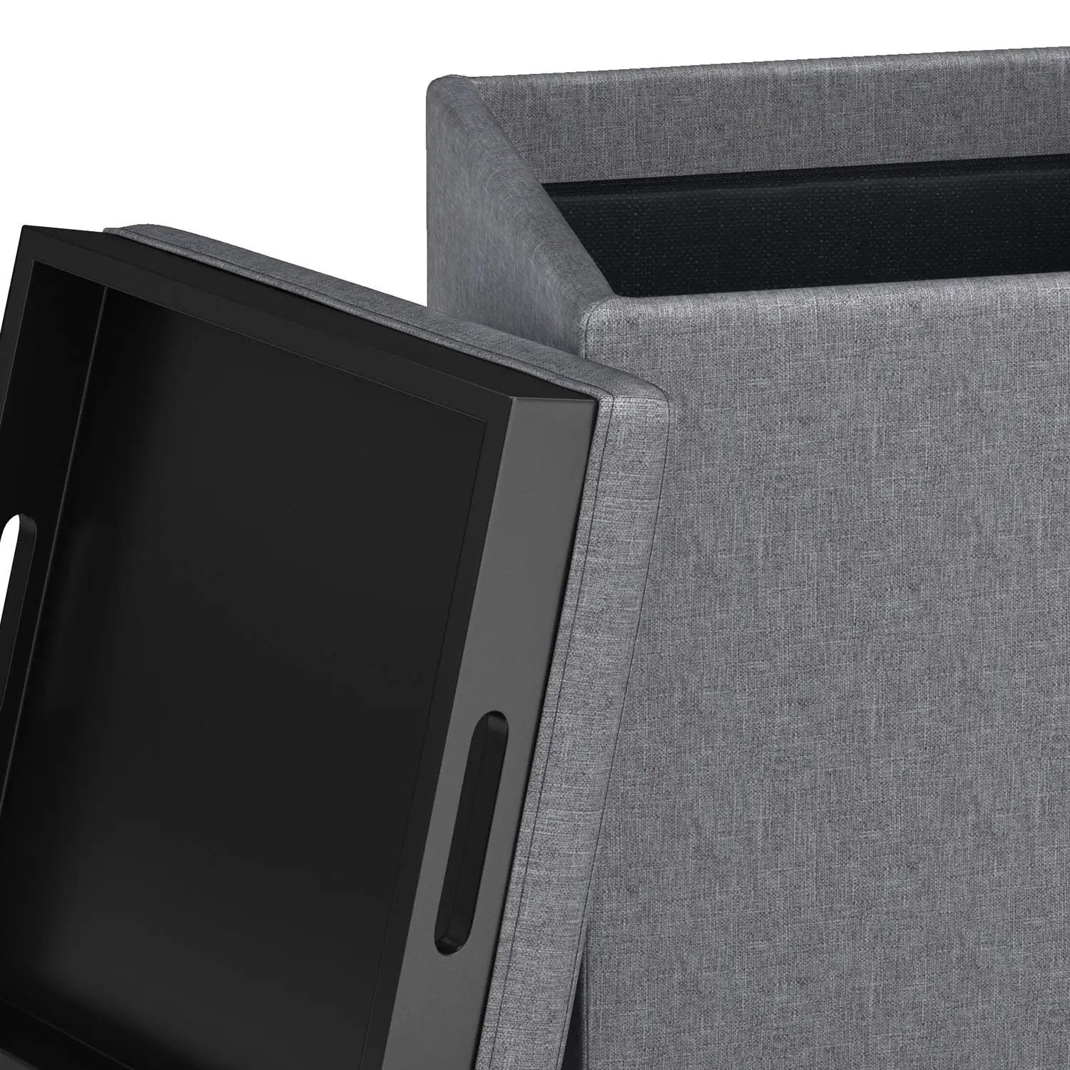 Rockwood - Upholstered Cube Storage Ottoman With Tray by HouseOfZazla