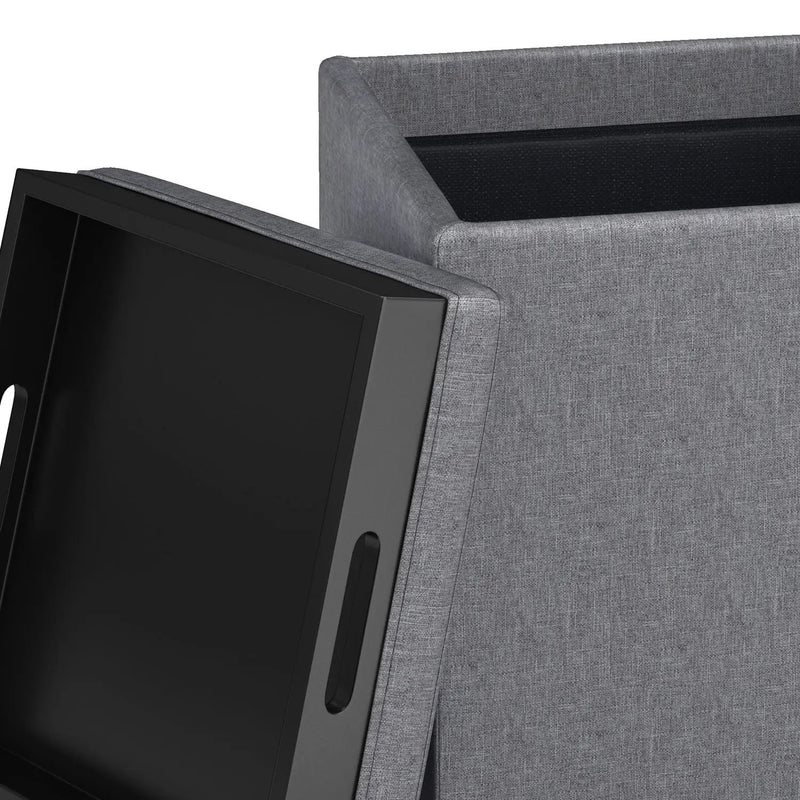Rockwood - Upholstered Cube Storage Ottoman With Tray by HouseOfZazla