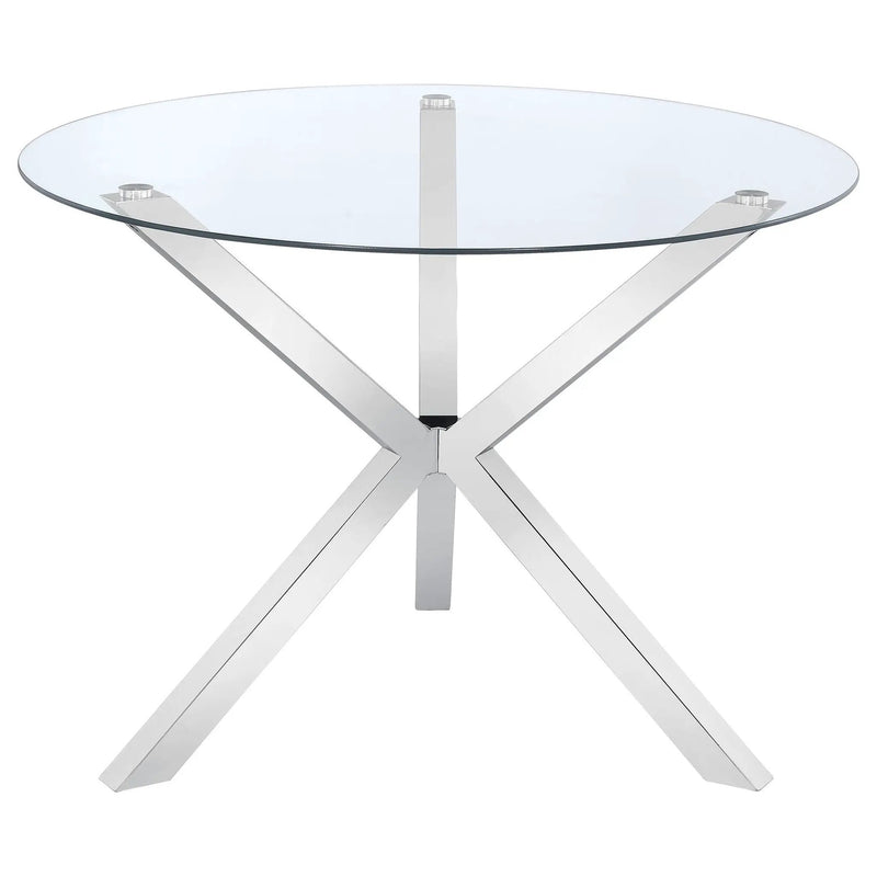 Vance Round 41-inch Glass Top Asterisk Dining Table Chrome by Unique Piece Furniture