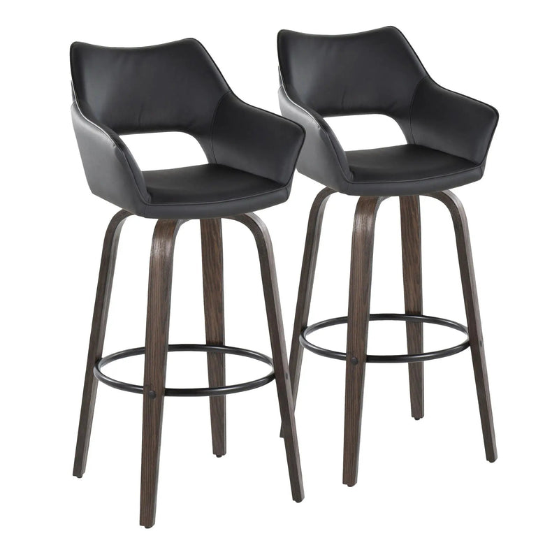 Mustang - Contemporary Fixed Height Barstool With Swivel With Round Footrest (Set of 2) by Unique Piece Furniture