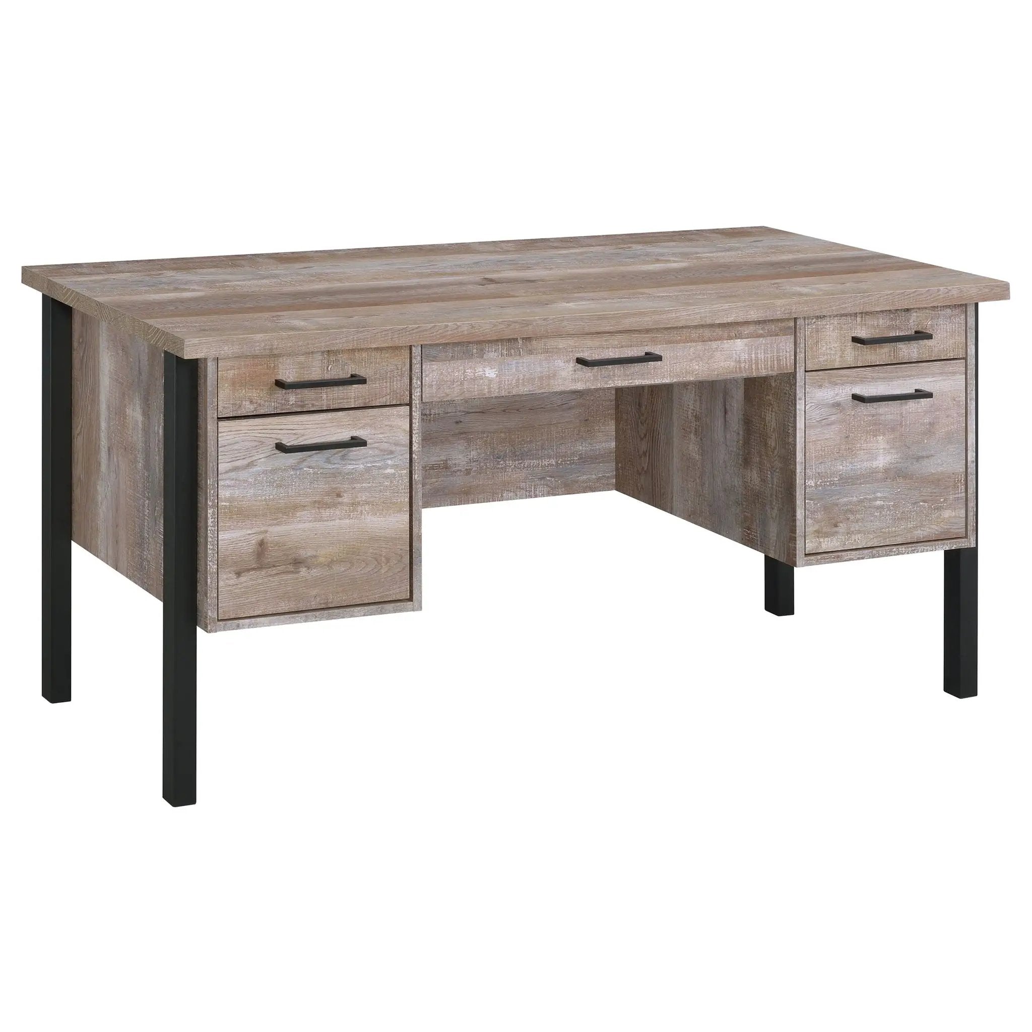Samson 60-inch 4-drawer Office Computer Desk Weathered Oak by Unique Piece Furniture