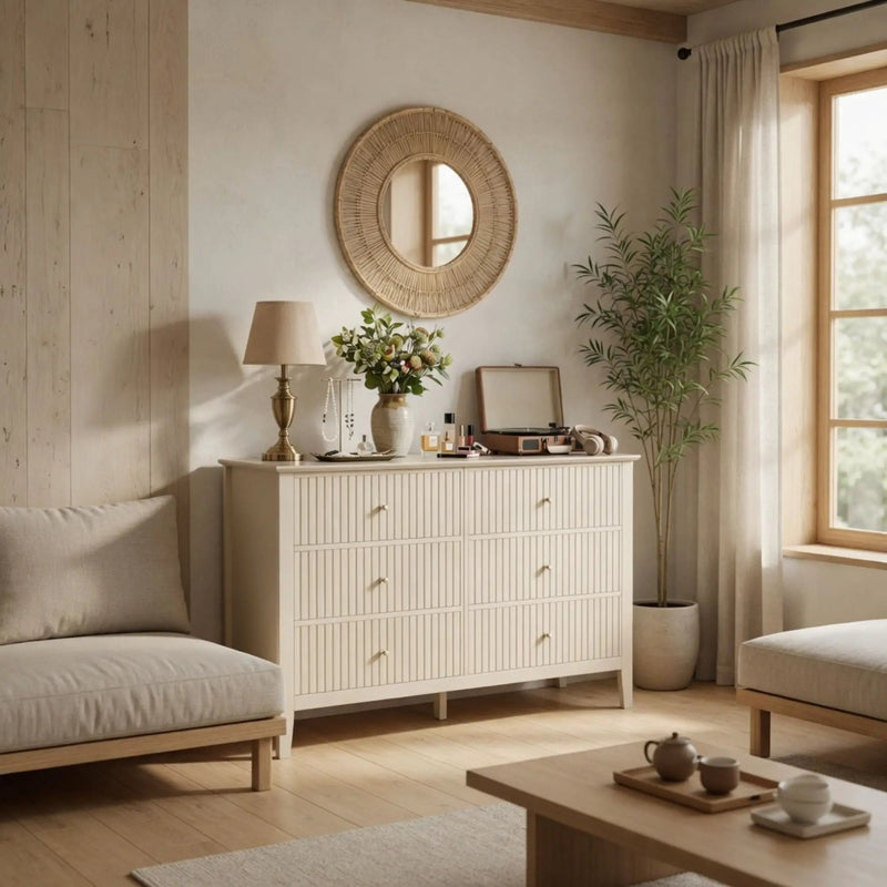 Modern 6 Drawer Fluted Dresser by HouseOfZazla