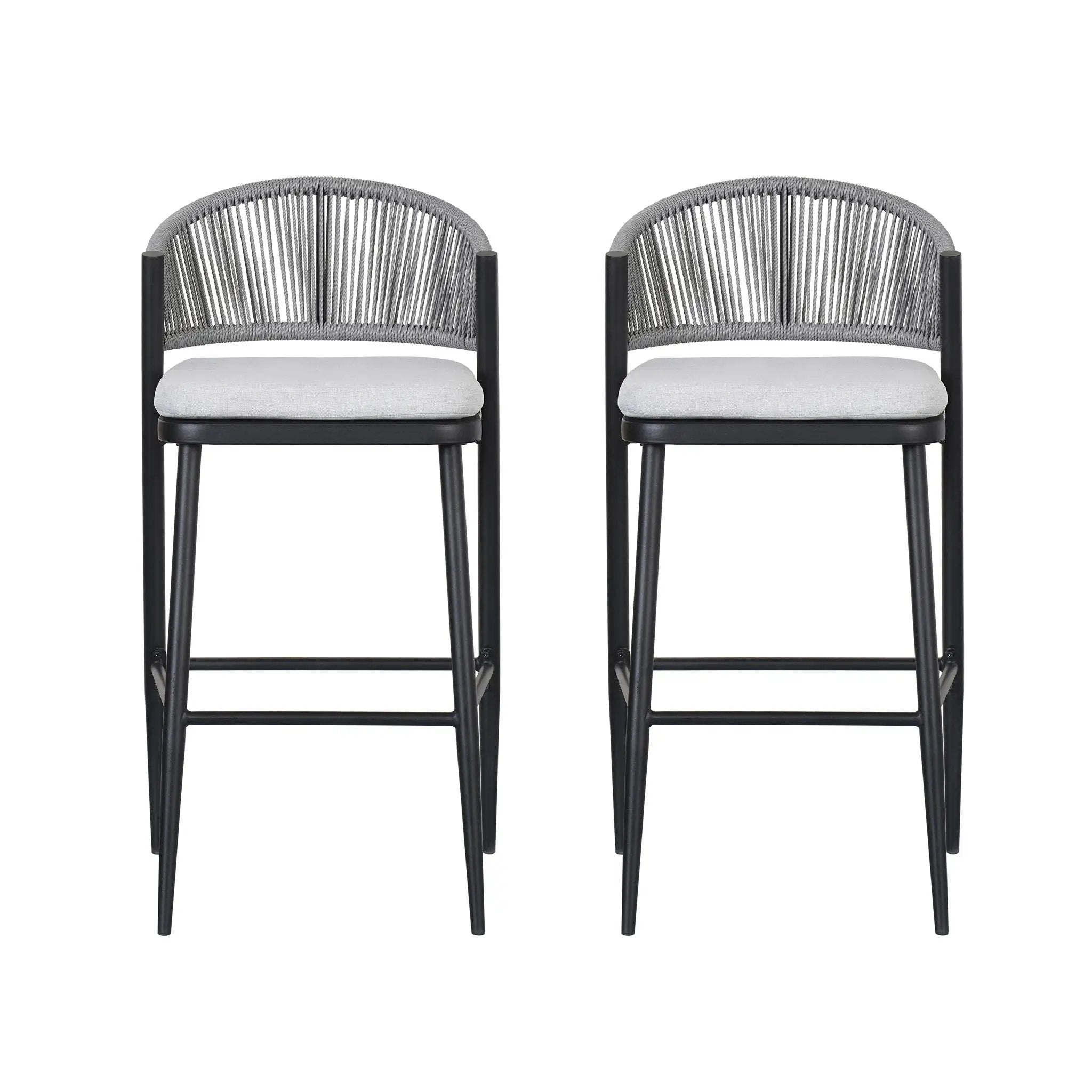 Outdoor Bar Height Metal Frame Counter Stools with Scallop-Shaped Backrest & Water-Resistant Cushions by HouseOfZazla