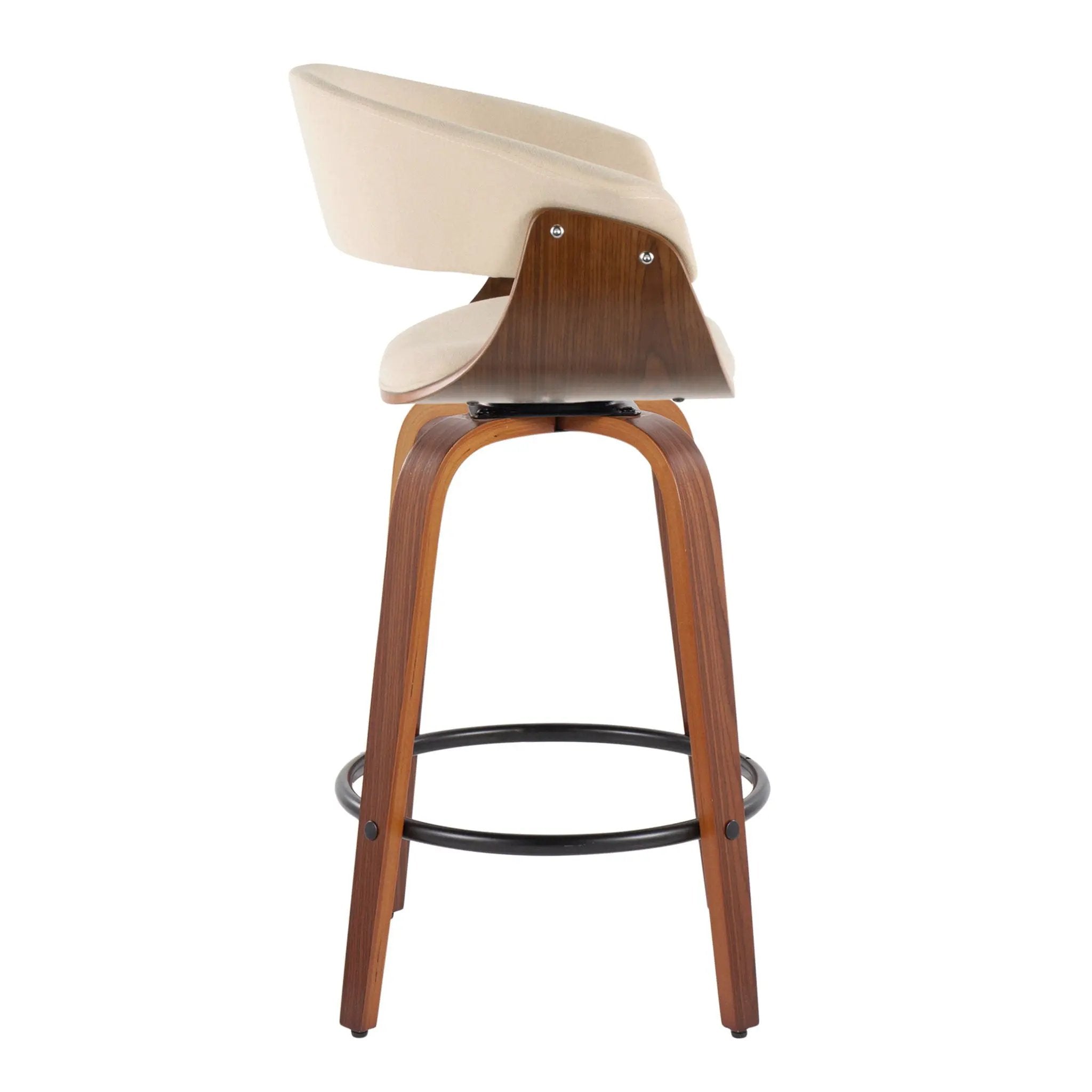 Vintage Mod - Mid Century Modern Fixed Height Counter Stool & Swivel With Round Footrest (Set of 2) by Unique Piece Furniture