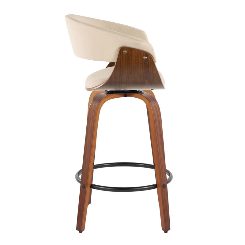Vintage Mod - Mid Century Modern Fixed Height Counter Stool & Swivel With Round Footrest (Set of 2) by Unique Piece Furniture