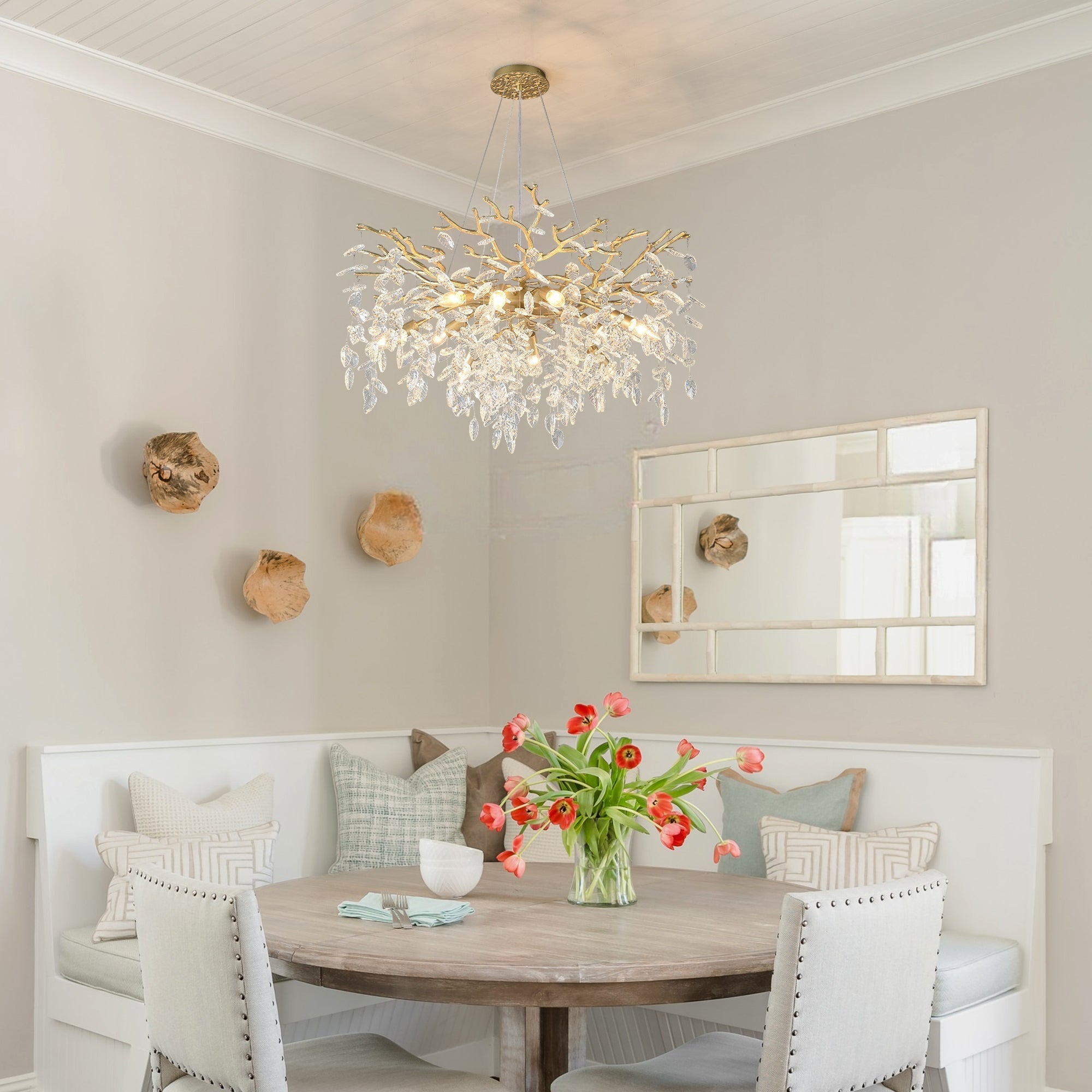 8-Light Crystal Gold Chandelier for Dining Room and Kitchen Island by HouseOfZazla