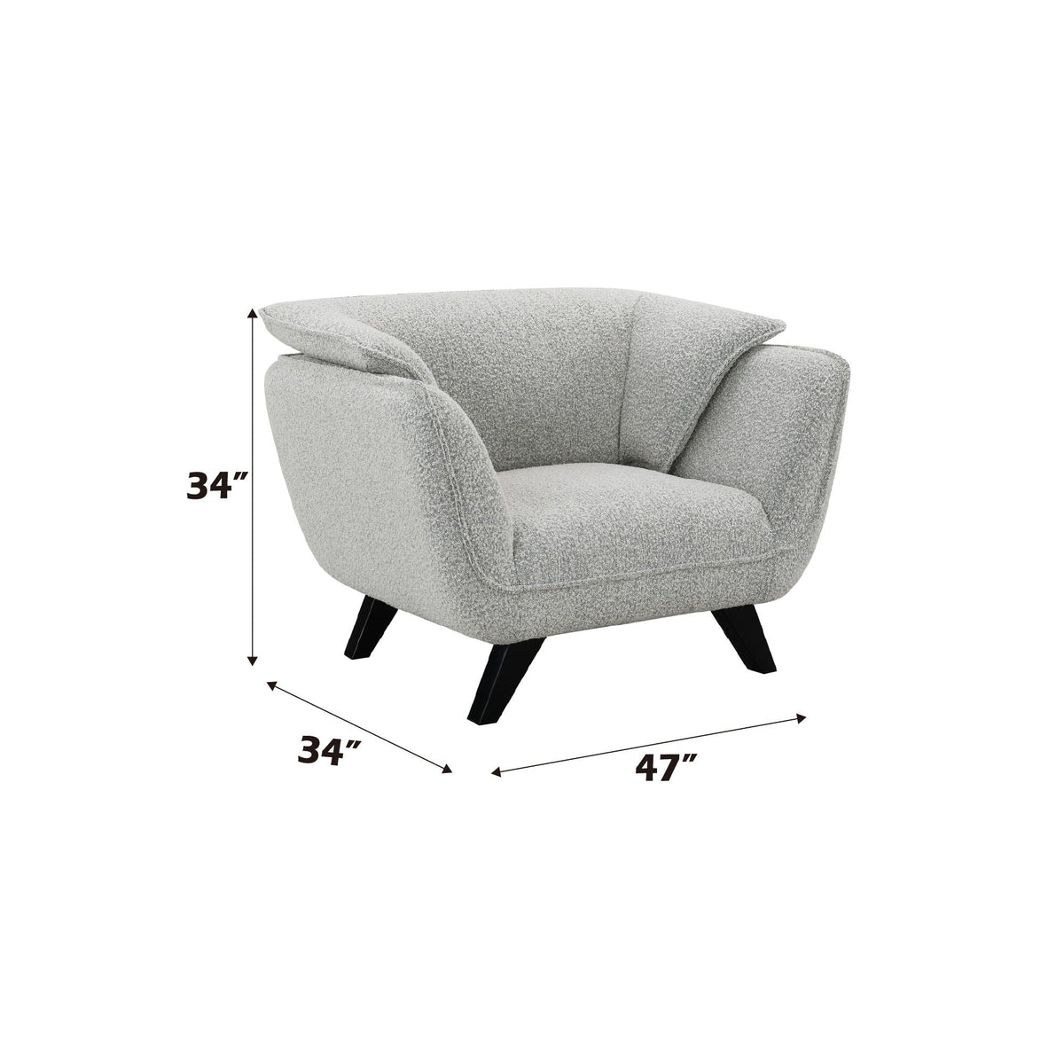 Boucle Arm Chair with Wooden Frame - Nayeli Boucle Chair, Dark Brown or Gray, photo 7 of 8