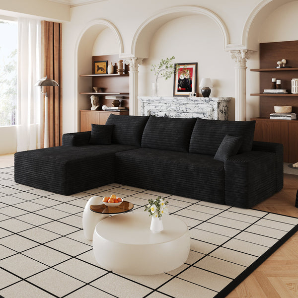 107" Cloud Sectional Couch with L-Shape Chaise - Plush Corduroy, photo 2 of 8