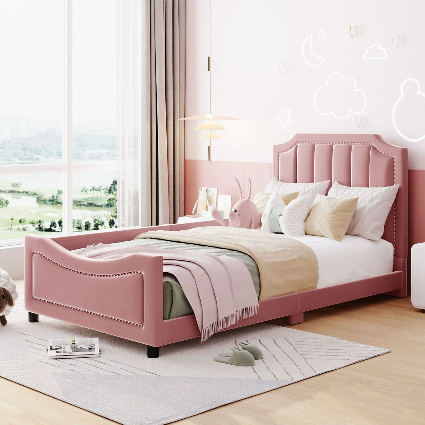 Upholstered Daybed With Classic Stripe Shaped Headboard by Unique Piece Furniture
