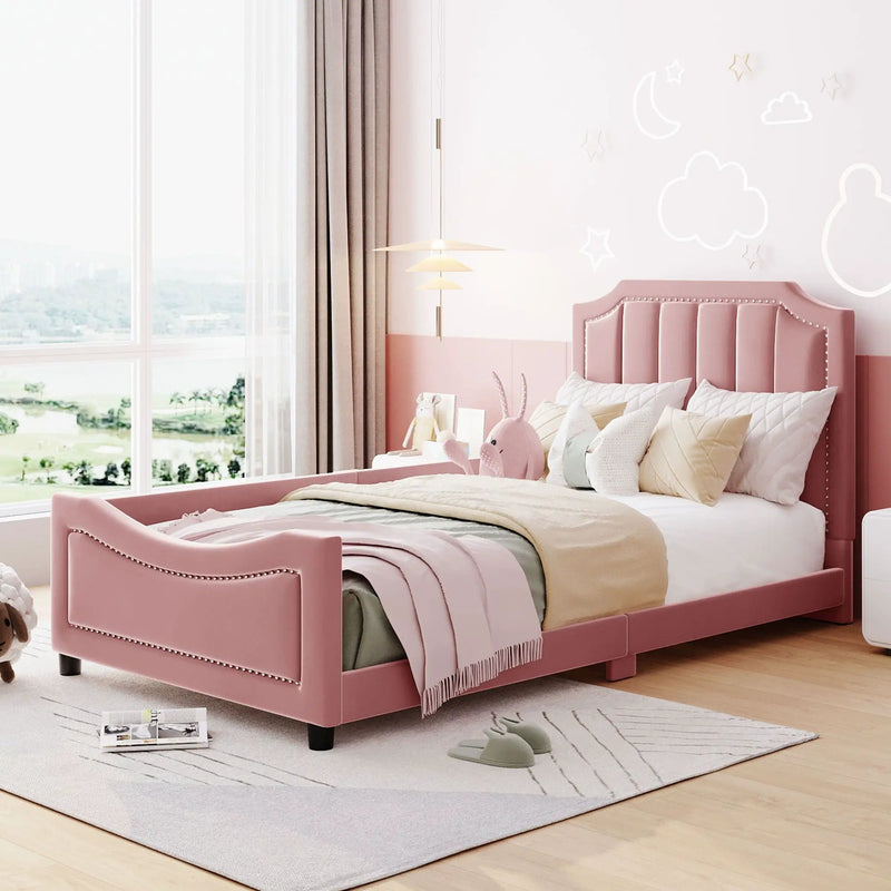 Upholstered Daybed With Classic Stripe Shaped Headboard by HouseOfZazla