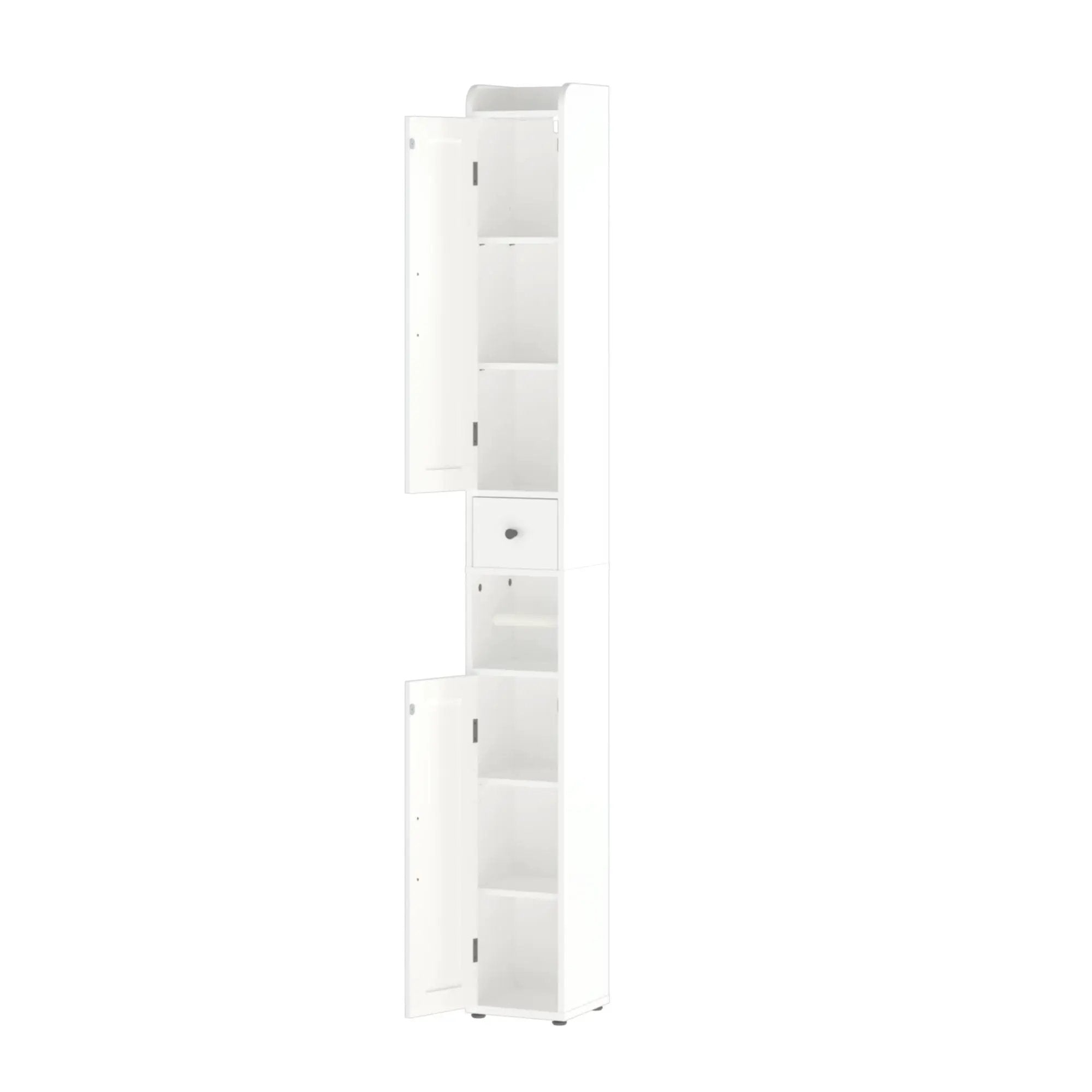 Slim Tall Bathroom Storage Cabinet With Adjustable Shelves, 2 Doors Freestanding Cabinet - White by HouseOfZazla