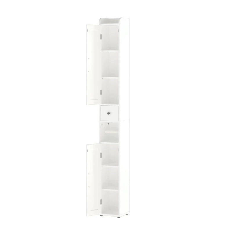 Slim Tall Bathroom Storage Cabinet With Adjustable Shelves, 2 Doors Freestanding Cabinet - White by HouseOfZazla