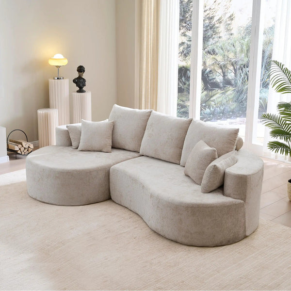 2 Piece Fabric Cloud Curved Sectional Sofa With Chaise