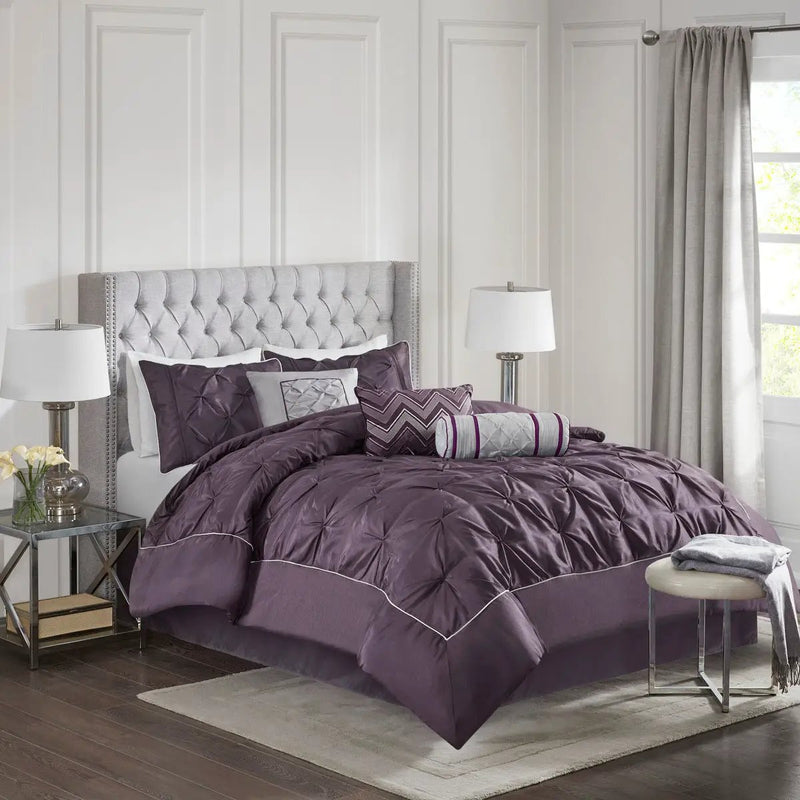 7 Piece Tufted Comforter Set Plum California King by HouseOfZazla