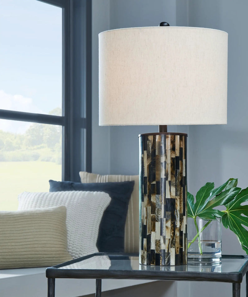 Ellford - Poly Table Lamp - Black / Brown / Cream by Unique Piece Furniture
