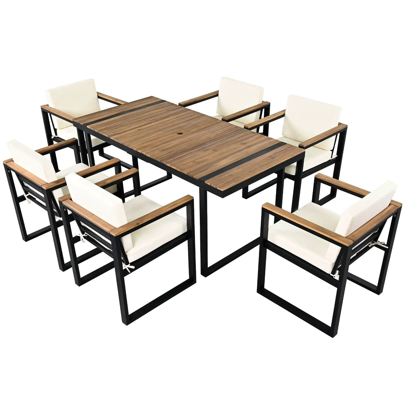 7 Pieces Outdoor Dining Set Patio Dining Table And Chair Set With And Removable Cushions For Patio by HouseOfZazla