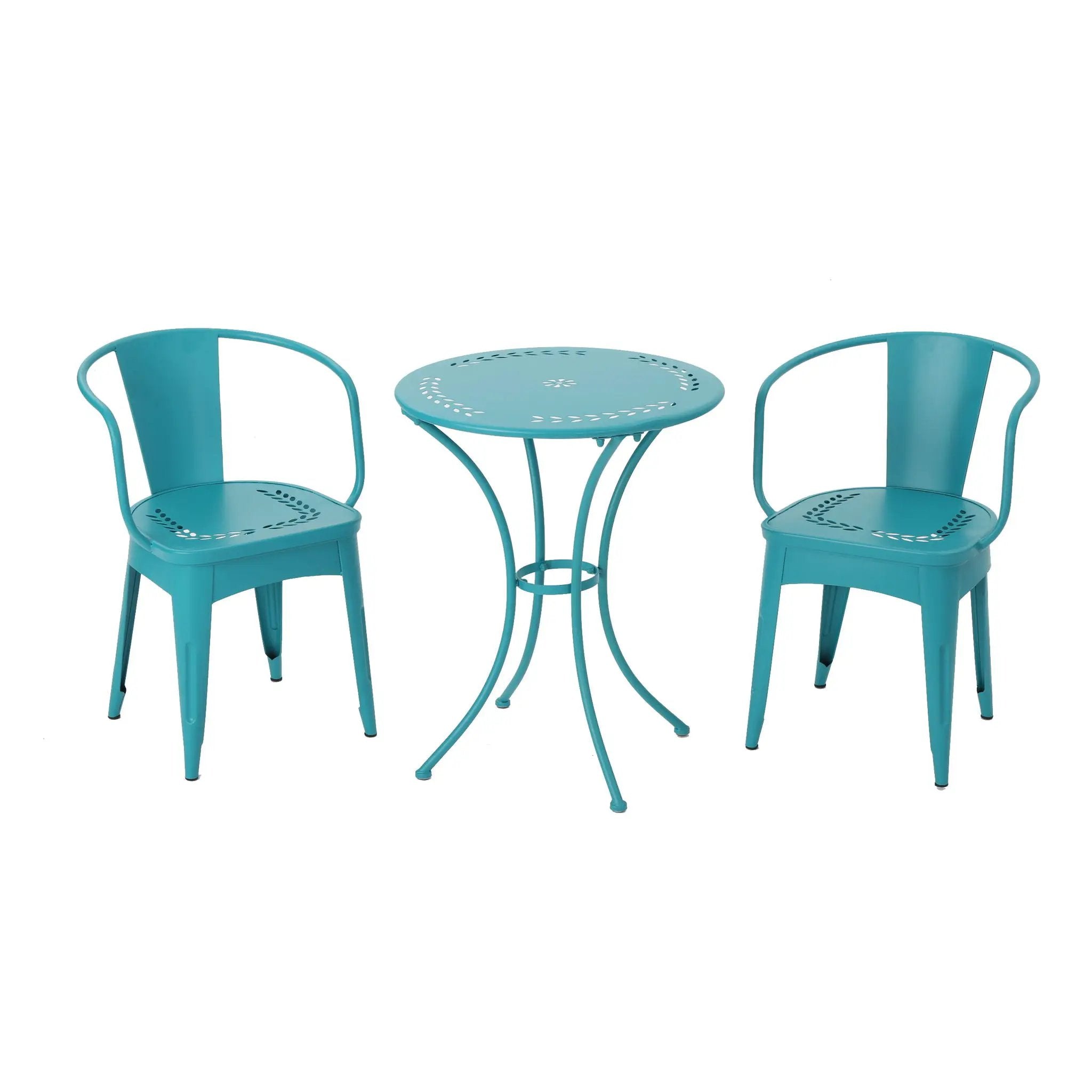 Lourdes 3 Piece Metal Outdoor Set - Teal by HouseOfZazla
