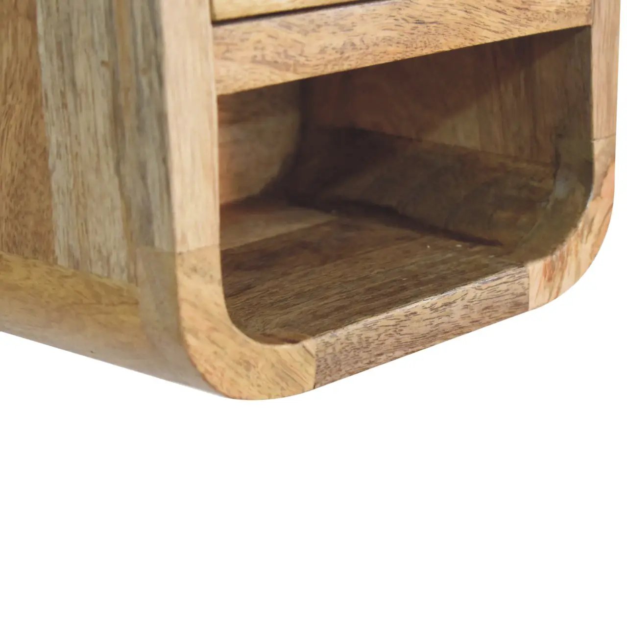 Extra Mini Curved Oak-ish Bedside with Open Slot, 1-Drawer by HouseOfZazla