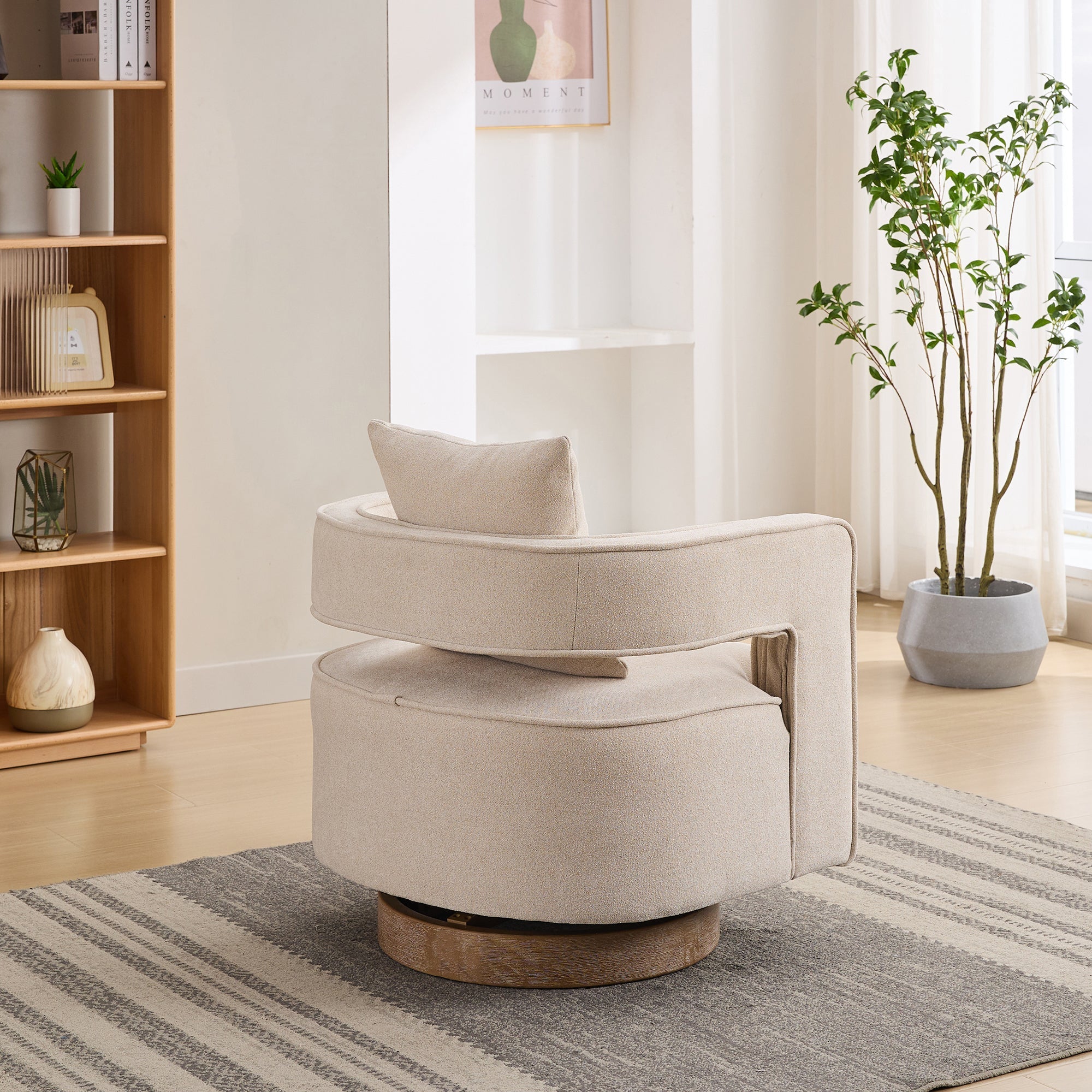 29.1"W Swivel Accent Chair With Weathered Base by HouseOfZazla