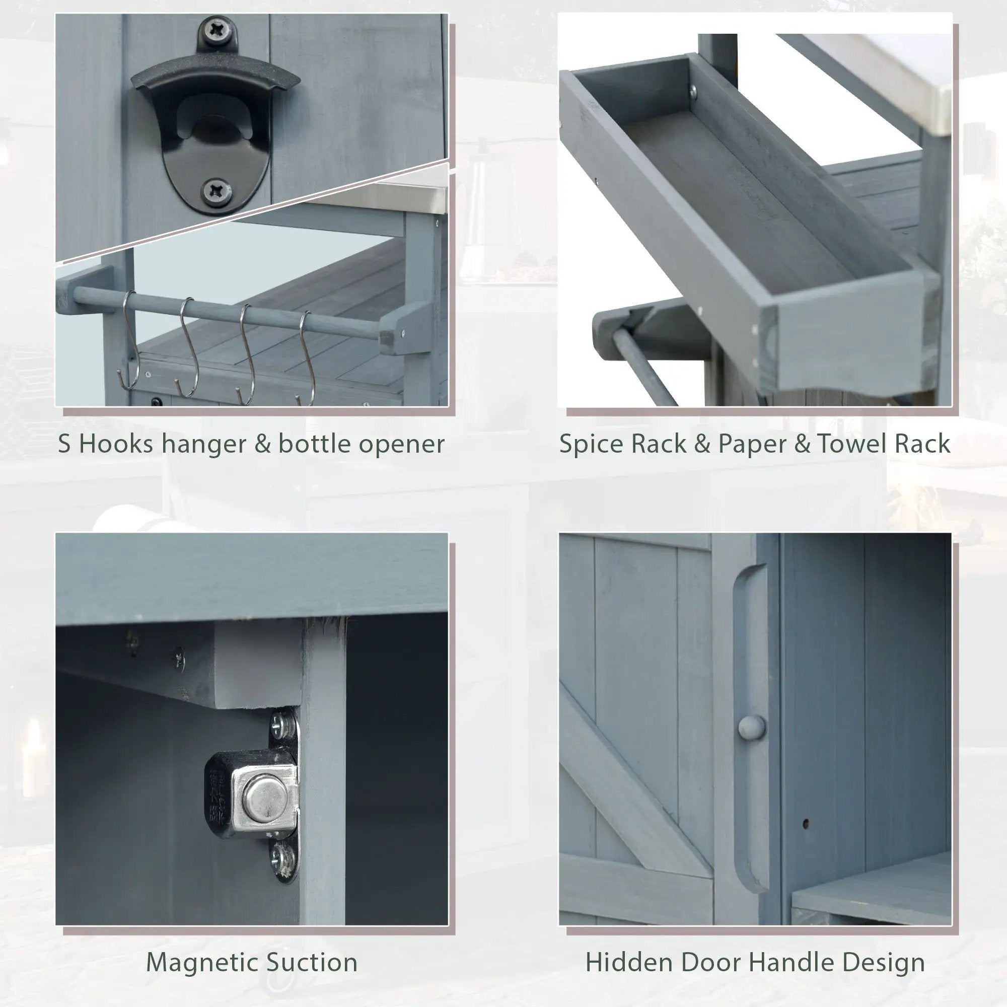 K&K Outdoor Kitchen Island, Rolling Bar Cart & Storage Cabinet by HouseOfZazla