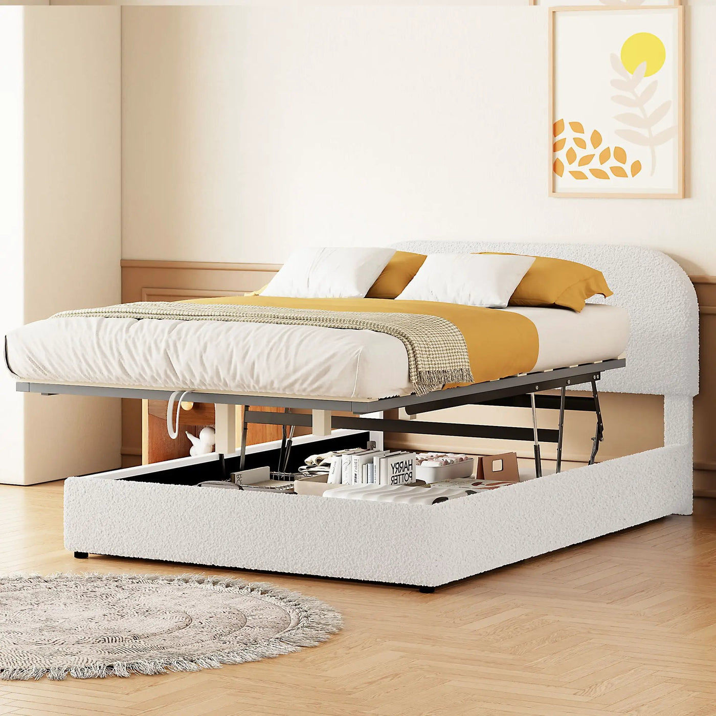 Upholstered Platform Bed With Hydraulic Storage System by Unique Piece Furniture
