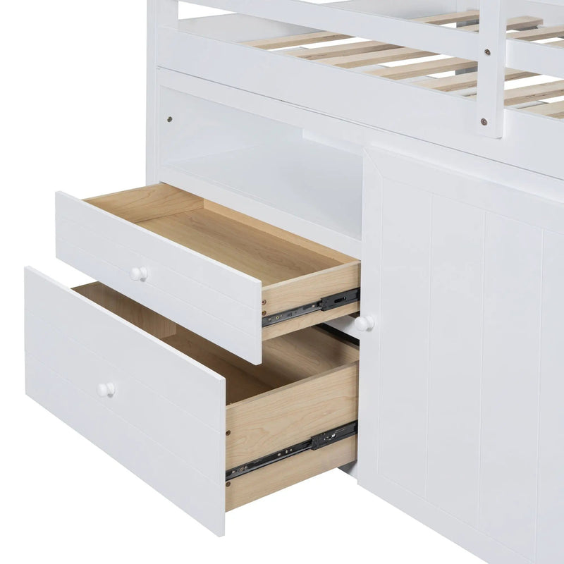Loft Bed With 4 Drawers, Underneath Cabinet And Shelves by Unique Piece Furniture