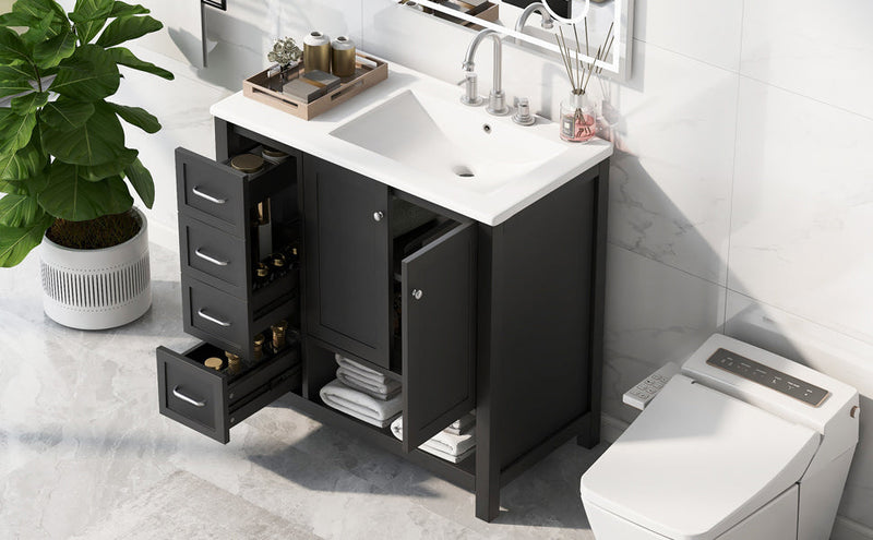 36" Bathroom Vanity with Sink Top and Storage Cabinet by HouseOfZazla
