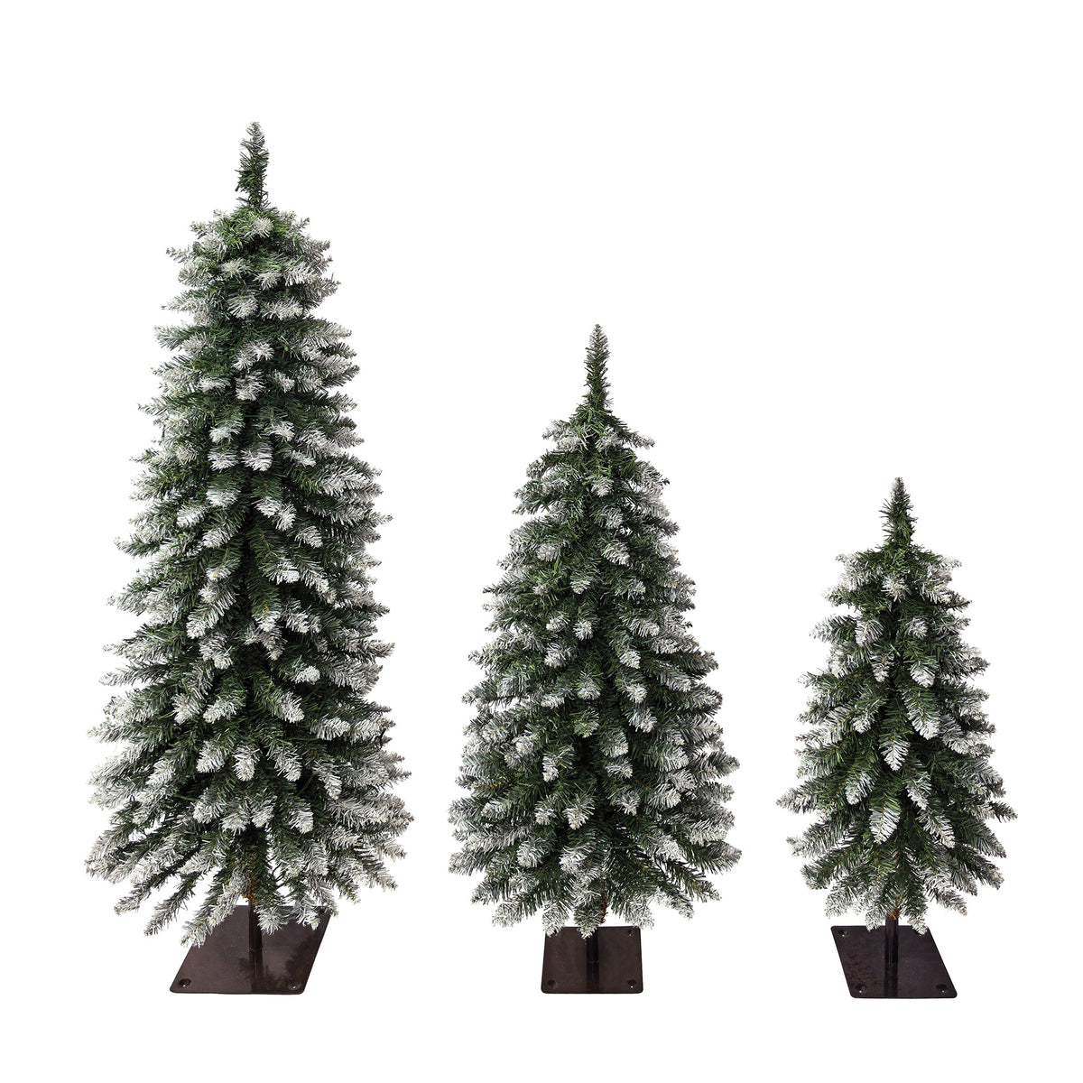 Pre-Lit Snow Flocked Pencil Christmas Tree Set - White (3-Pack), photo 8 of 10