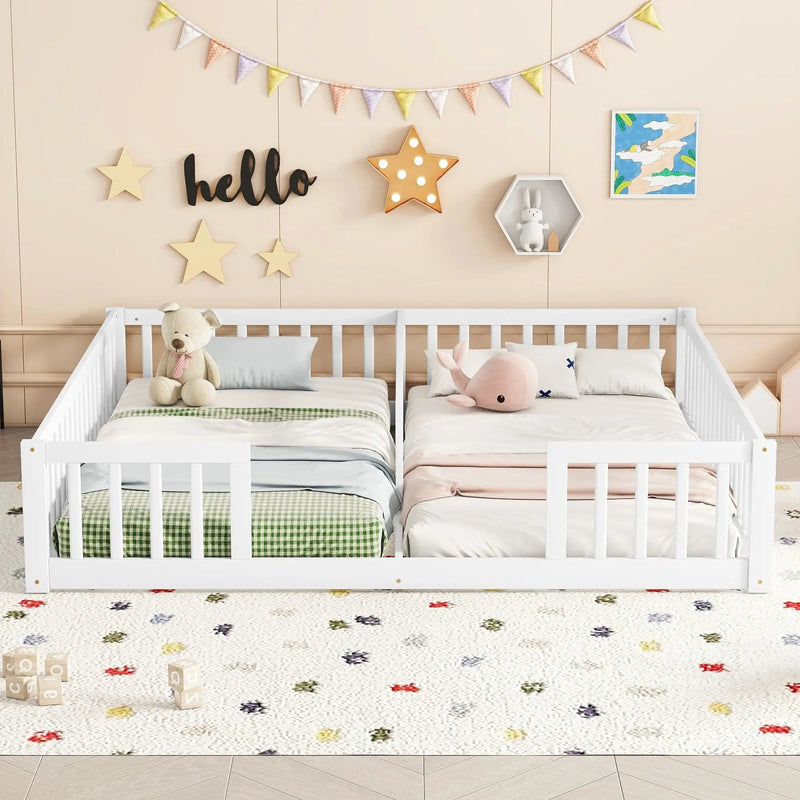 Double Floor Bed With Fence, Guardrails, Without Door by Unique Piece Furniture