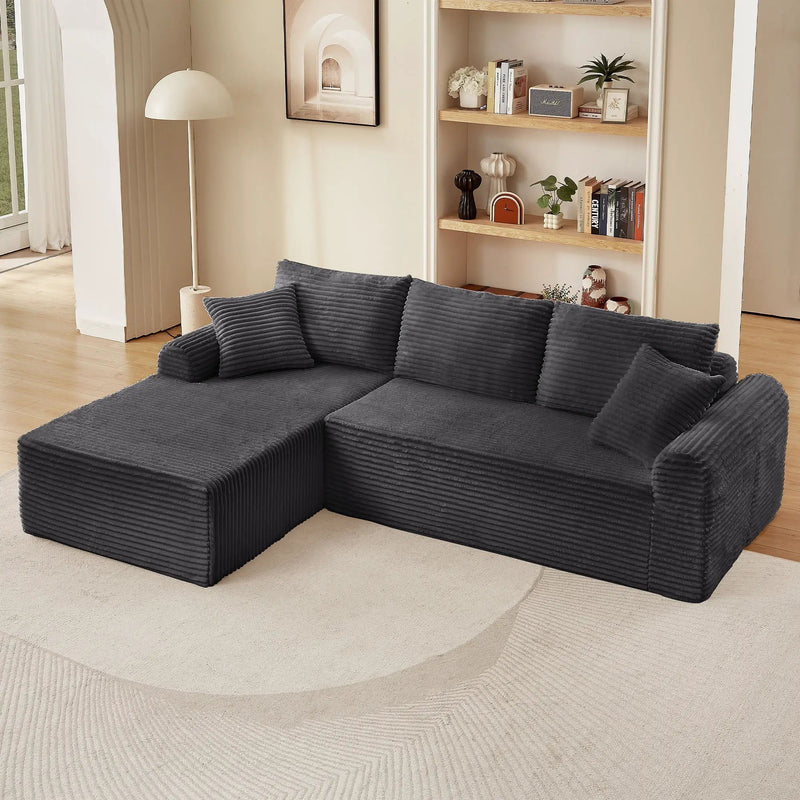 Modular Sectional With Arched Armrests, Includes 3 Back Cushions & 2 Throw Pillows by Unique Piece Furniture