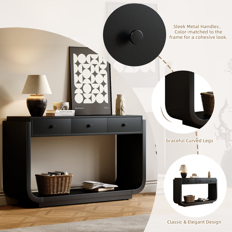 Classic-Style Console Table with Storage and Display Shelf - Black, photo 7 of 10