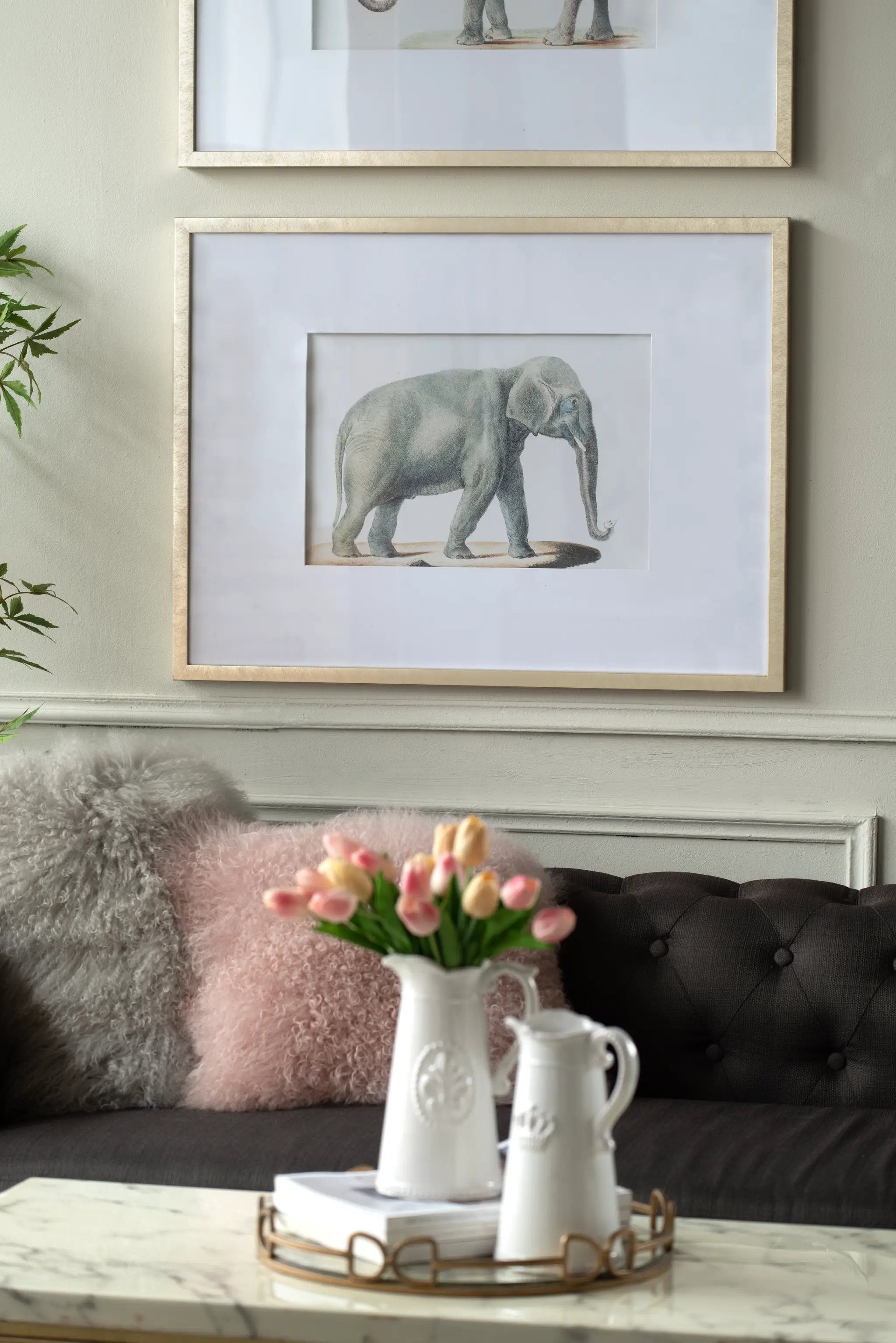 23.6x31.5" Fake Elephant Pencil Drawings, Set of 2 by HouseOfZazla