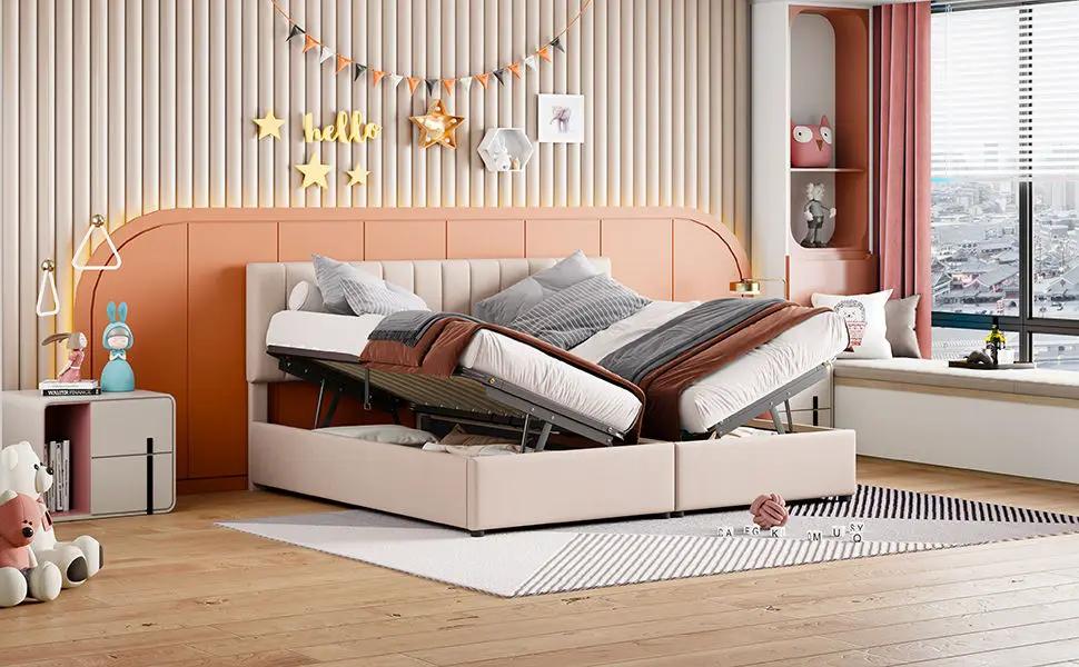 Upholstered Platform Bed With A Hydraulic Storage System by HouseOfZazla