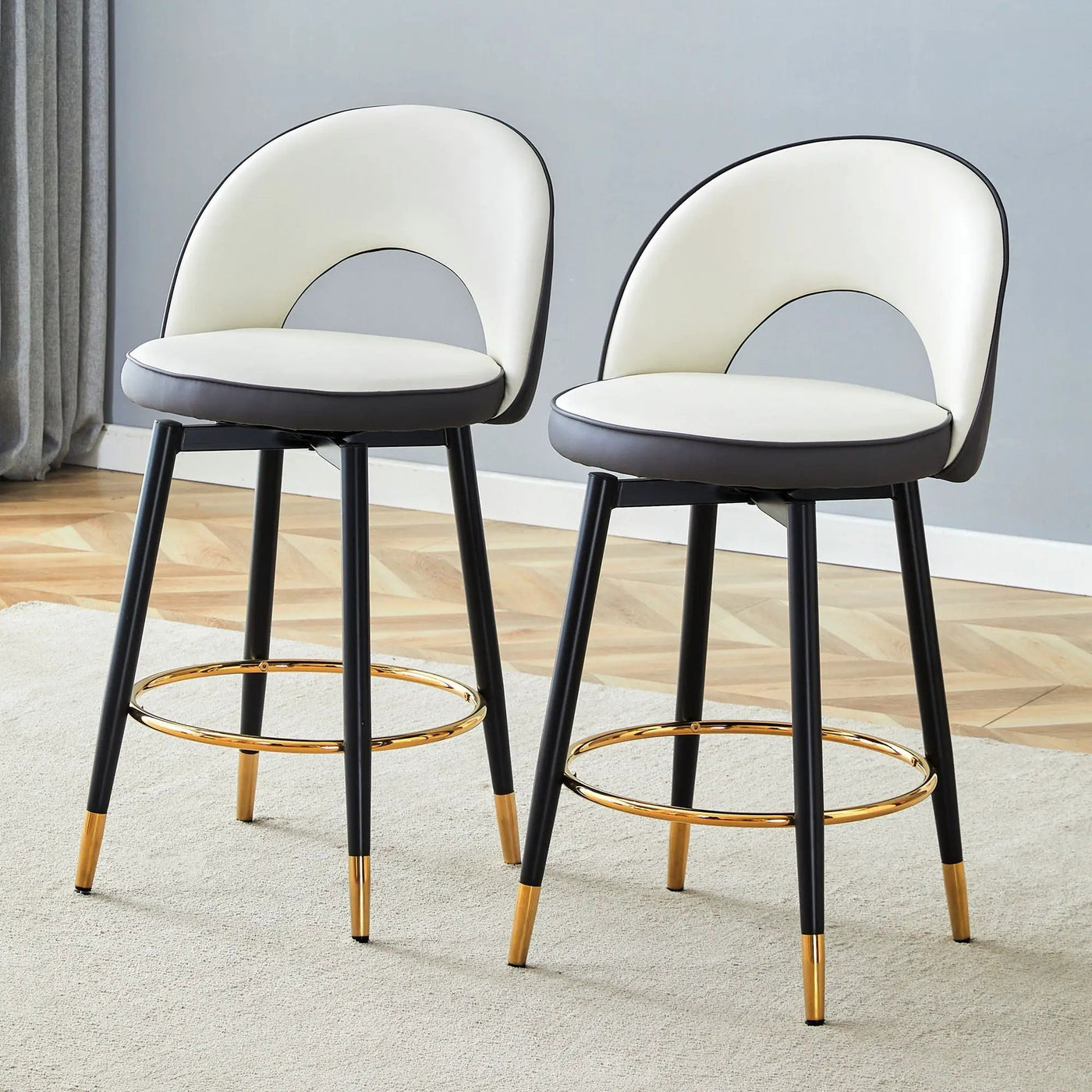 Upholstered Rotatable Bar Chair With Metal Legs For Dining Room by HouseOfZazla