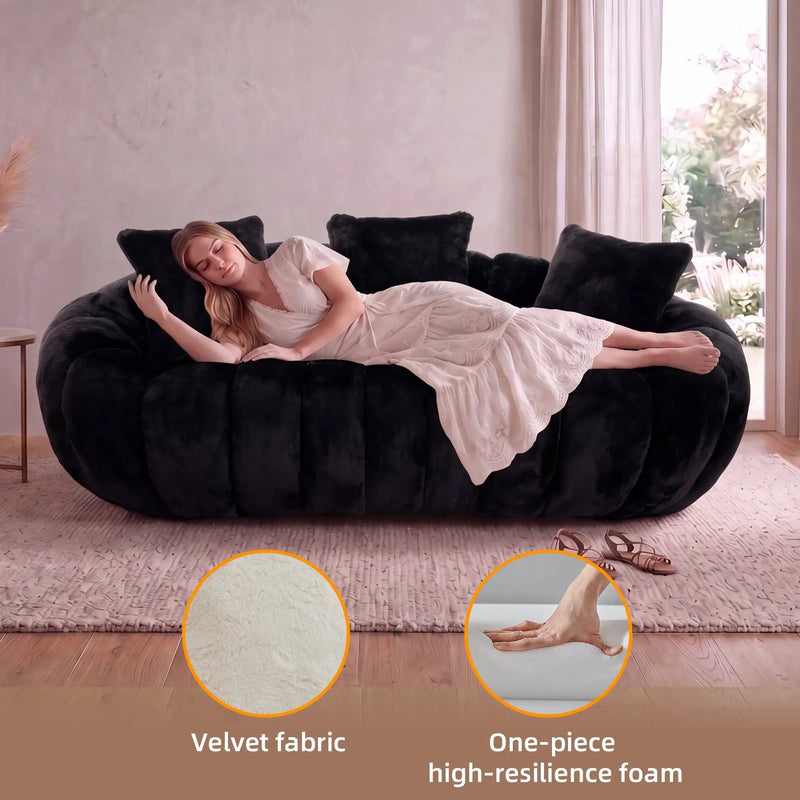 Floral-Shaped Ultra-Soft Faux Fur Two-Seater Sofa by HouseOfZazla
