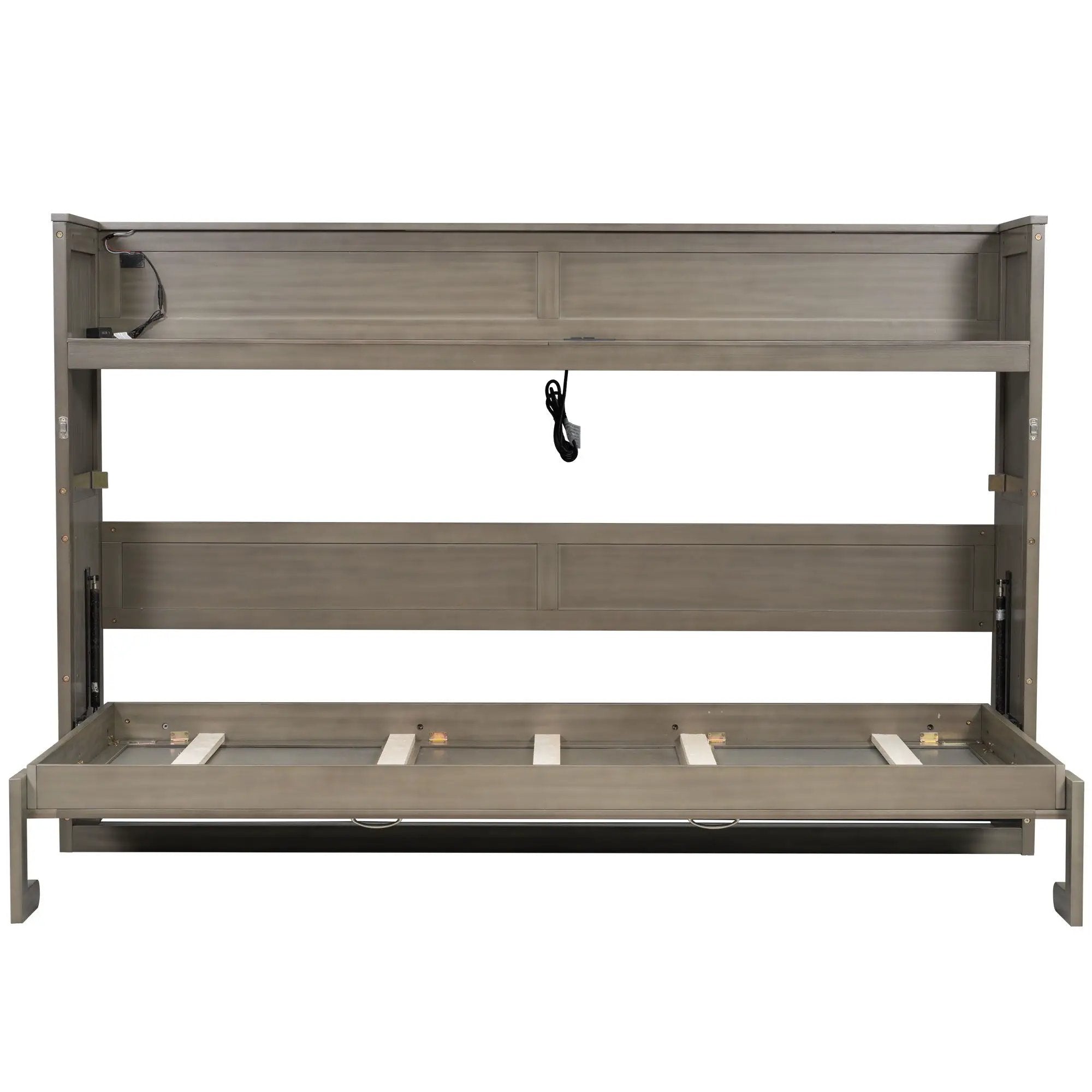 Murphy Bed With Desk, LED Light And USB Charging Station by HouseOfZazla