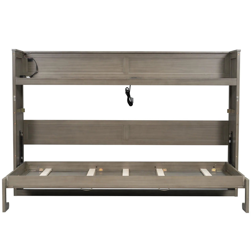 Murphy Bed With Desk, LED Light And USB Charging Station by HouseOfZazla