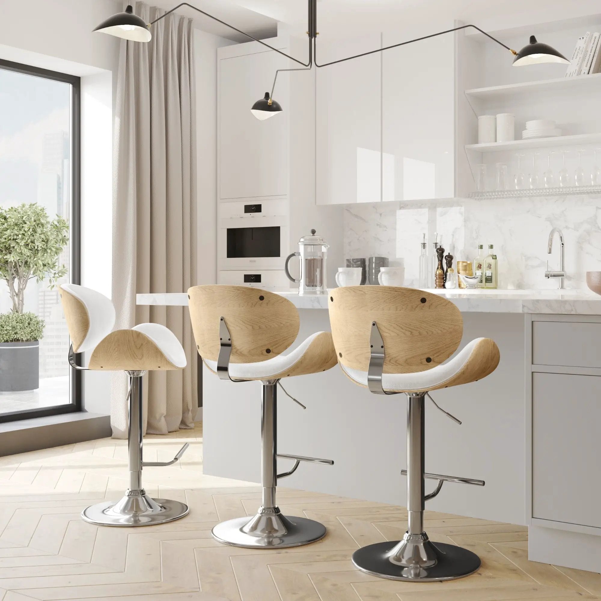 Marana - Handcrafted Bentwood Adjustable Swivel Bar Stool by Unique Piece Furniture