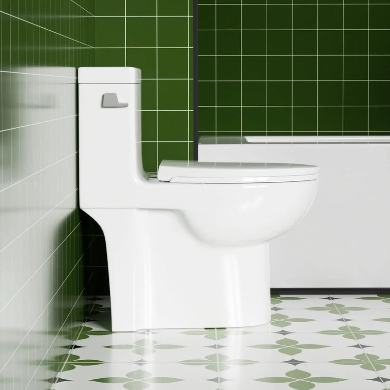 Gloss Tornado Flush 1 Piece Elongated Toilet With Siphonic Side Press, ADA Comfort Chair Height - Gloss White by HouseOfZazla