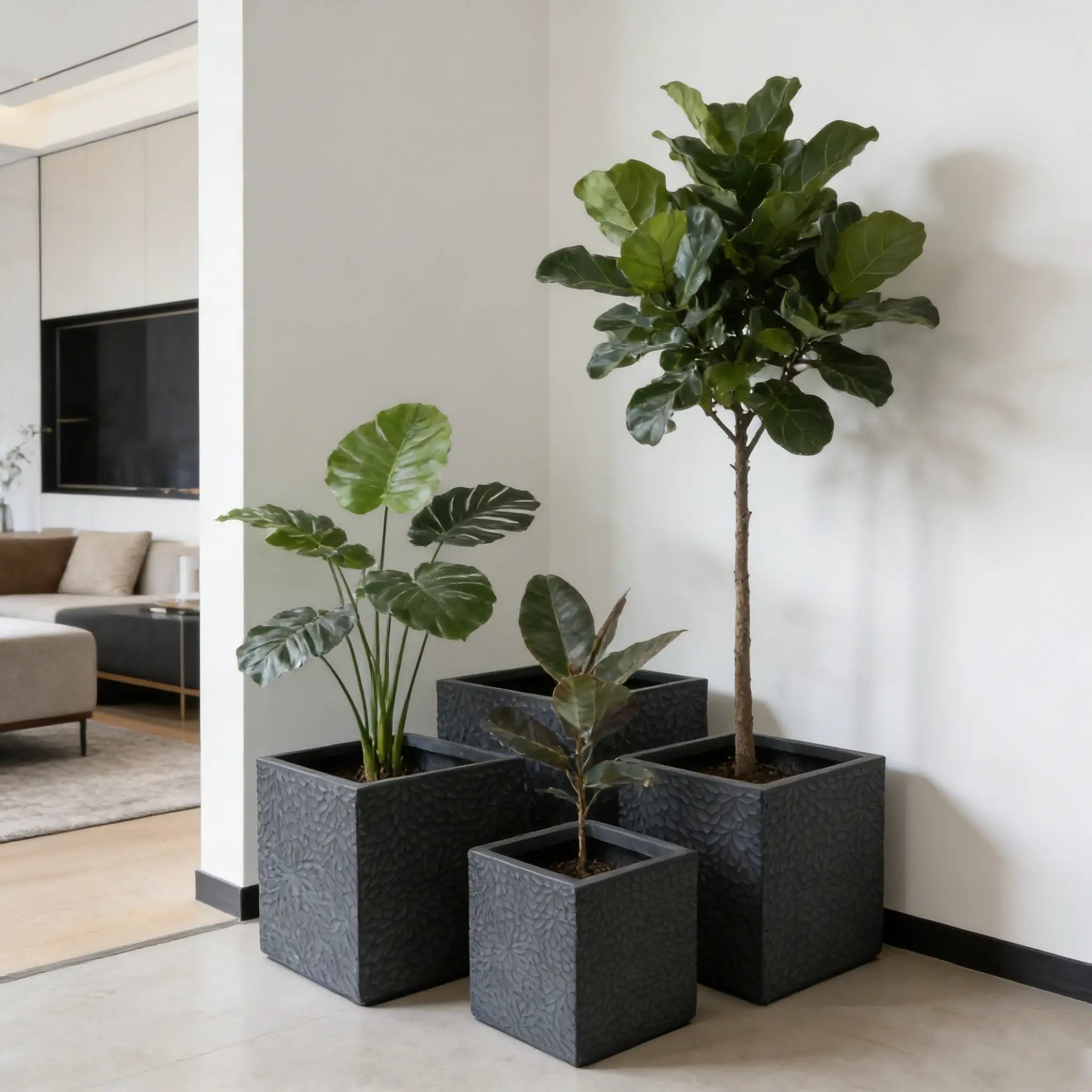 Large Outdoor Indoor Magnesium Oxide Planter Set of 4 by HouseOfZazla