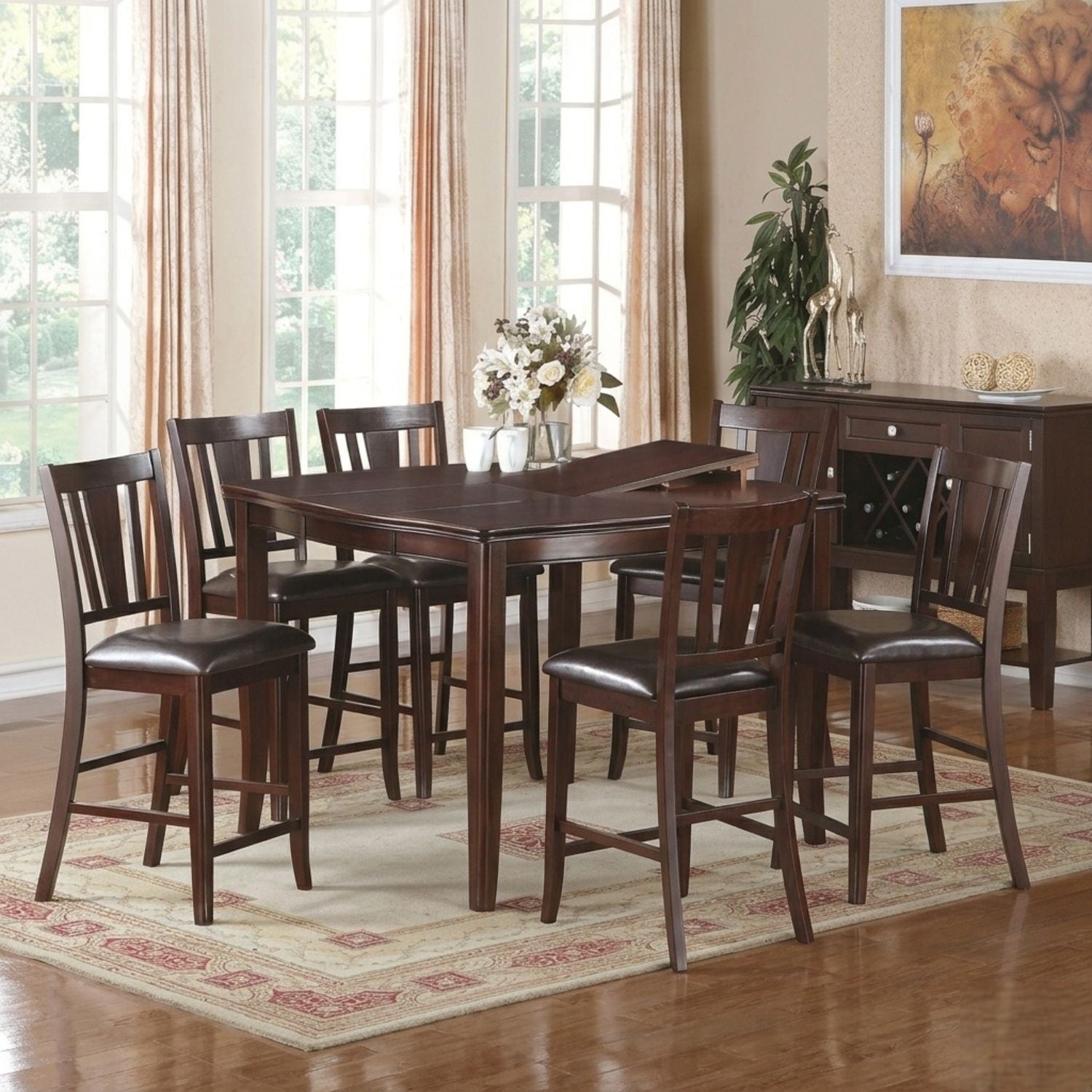 7 Piece Counter Height Dining Set With Butterfly Leaf Table And Chairs - Brown / Espresso by HouseOfZazla