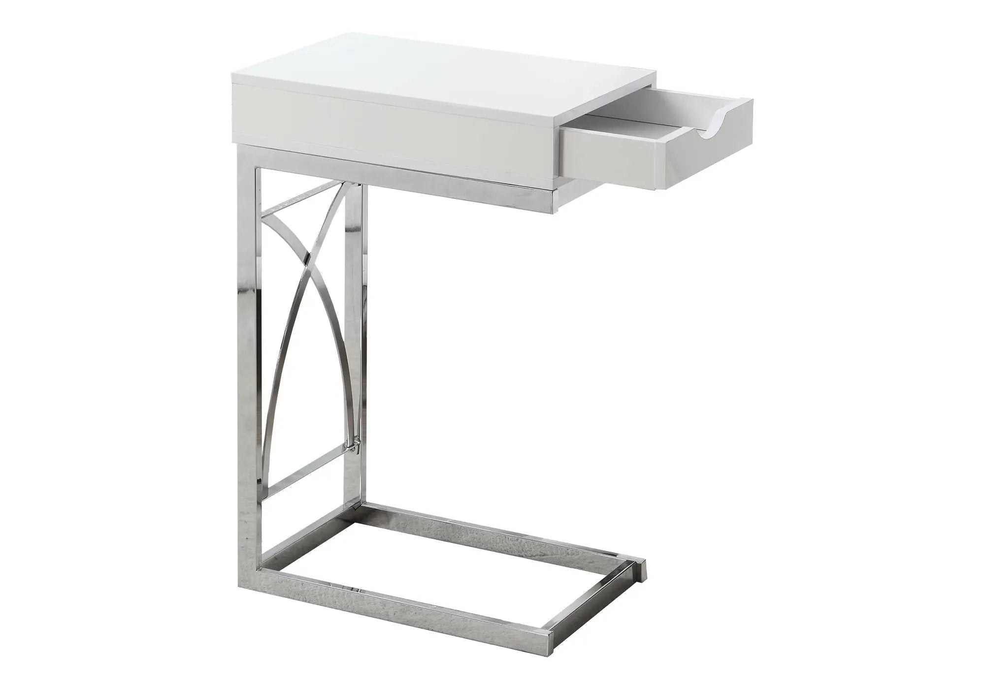 Accent Table, C - Shaped Glossy Contemporary & Modern - White by Unique Piece Furniture