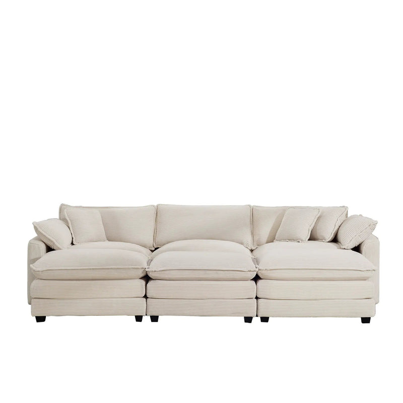 Modern Oversized Modular Cushion Sofa With Ottoman, Low Back, Deep Seating Sofa Set by Unique Piece Furniture