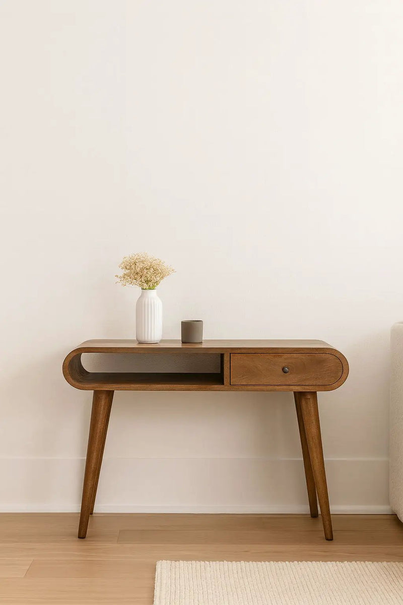 Writing Desk, Curved - Chestnut by HouseOfZazla